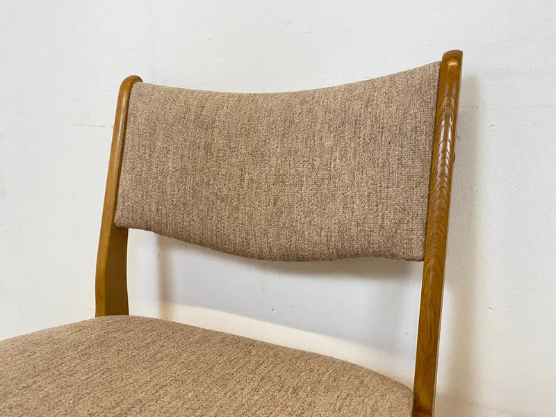 WMK I 6er Set skandinavischer Designerstühle von Johannes Andersen aus Eiche mit beigem Originalbezug