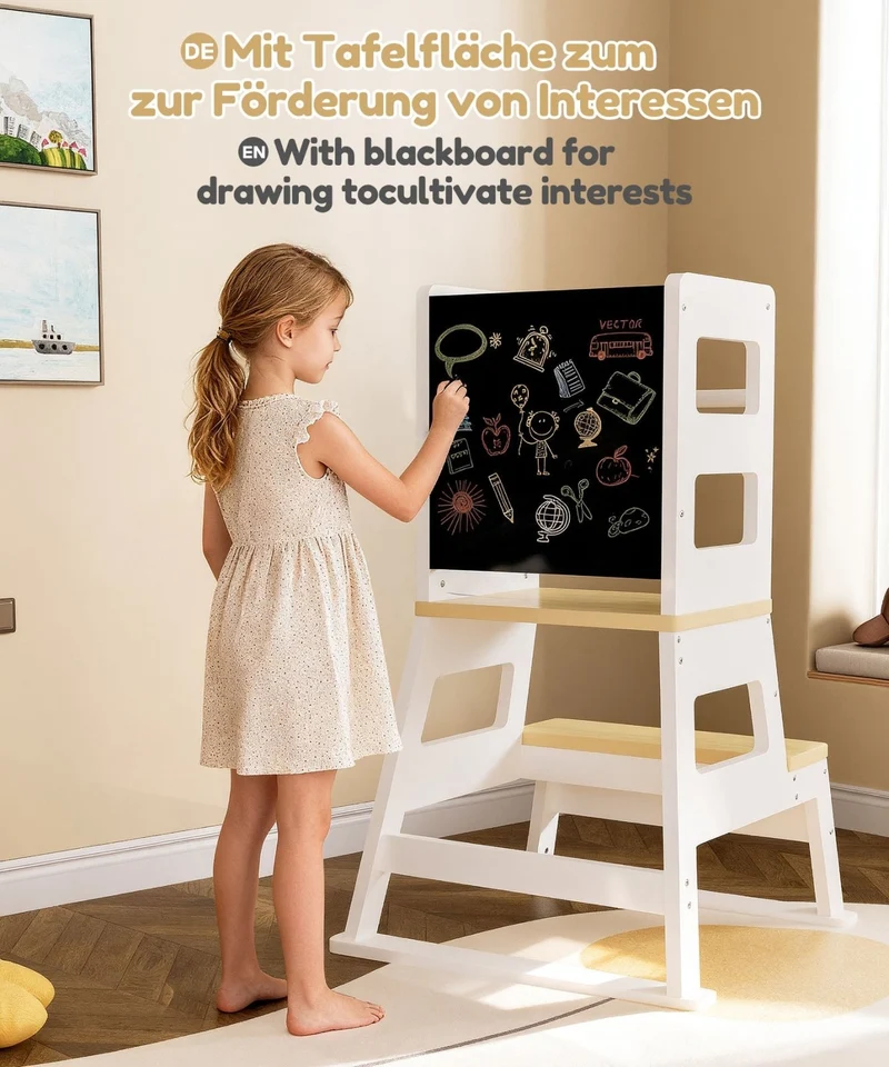 Yorbay Montessori Kinder Lernturm mit Tafel