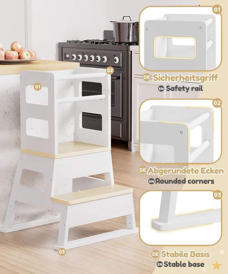 Yorbay Montessori Kinder Lernturm mit Tafel