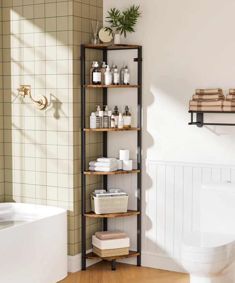 Yorbay Eckregal mit 6 Ebenen im Industrie-Design