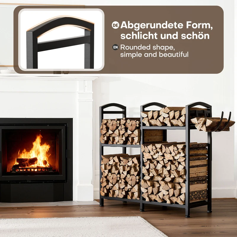 Yorbay Kaminholzregal 4 Ebenen aus Metall mit Oxford-Tasche