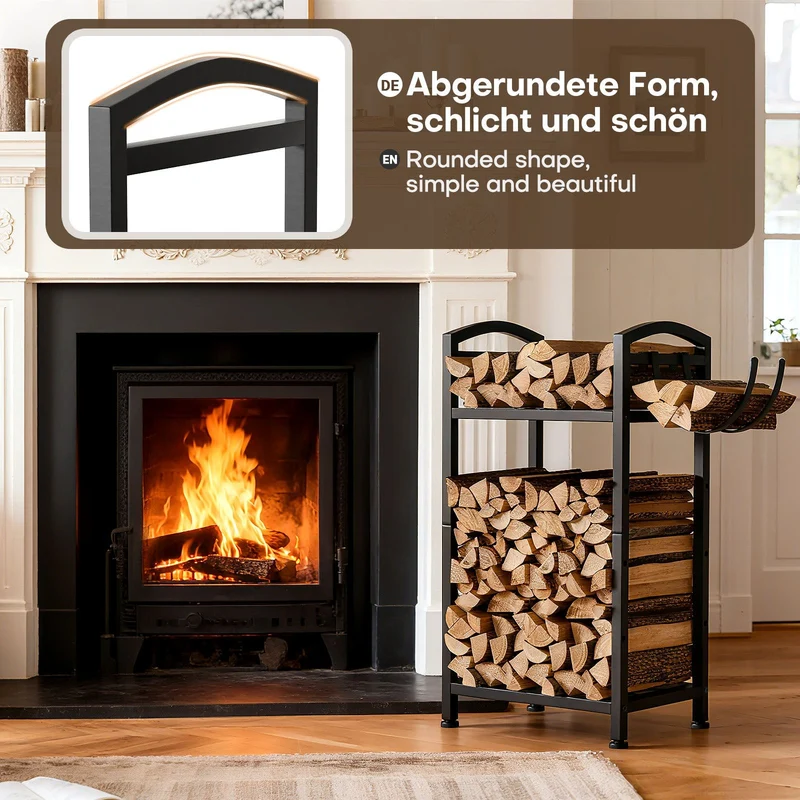 Yorbay Kaminholzregal 2 Ebenen aus Metall mit Oxford-Tasche