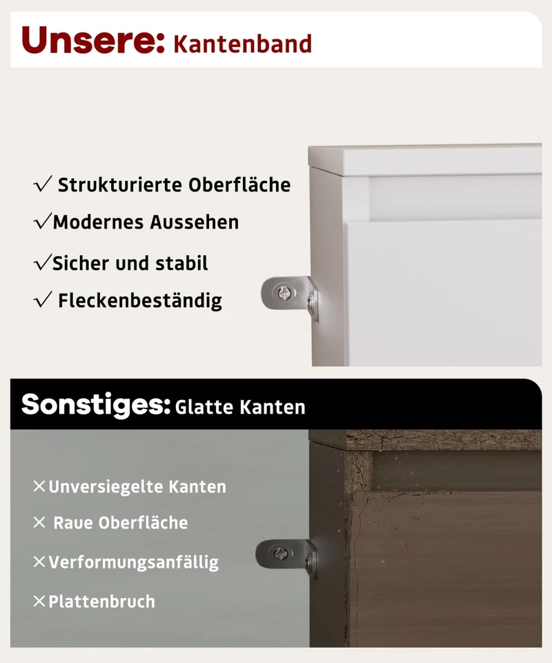 Yorbay Sideboard mit 3 Schubladen und Tür, 80,5 x 35 x 79 cm