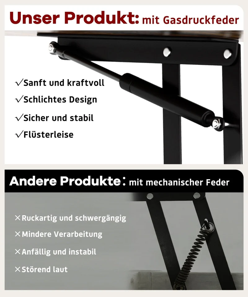 Yorbay Couchtisch mit Lift-Top, Stauraum & Ablage
