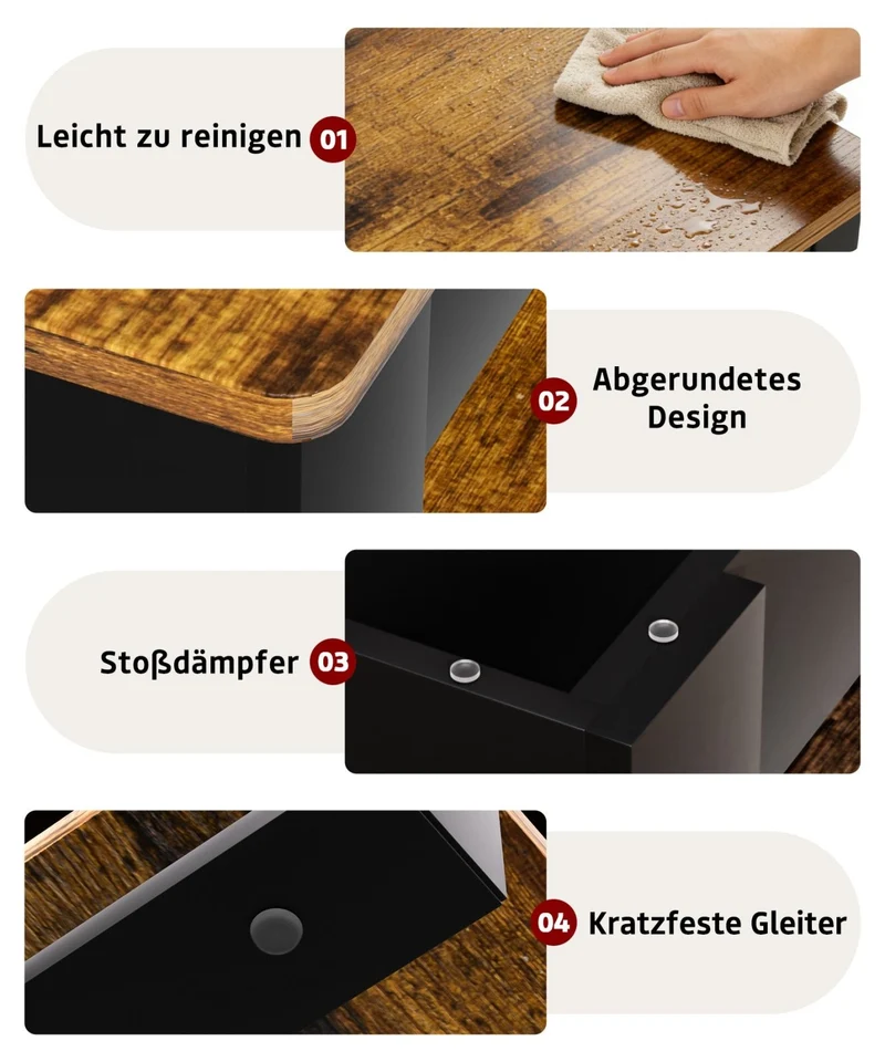 Yorbay Couchtisch mit Lift-Top, Stauraum & Ablage