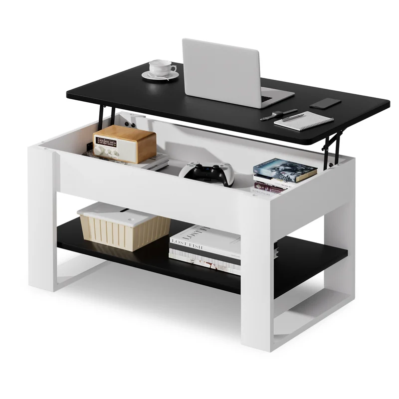 Yorbay Couchtisch mit Lift-Top, Stauraum & Ablage