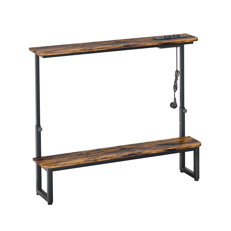 Yorbay höhenverstellbarer Konsolentisch mit Ladestation, 100 × 18 × 63–88 cm