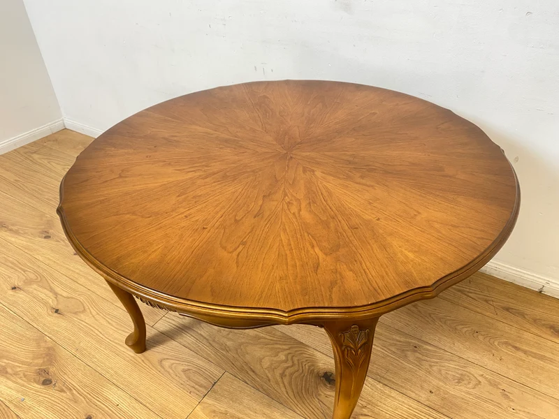 WMK I Versand 85€ I Eleganter runder Stilmöbel Couchtisch im Stil von Louis XV mit Cabriole-Beinen