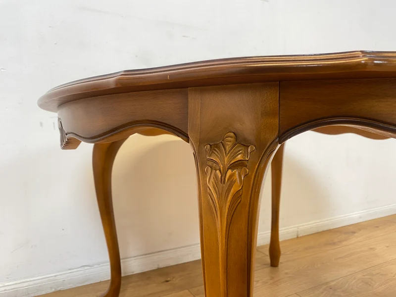 WMK I Versand 85€ I Eleganter runder Stilmöbel Couchtisch im Stil von Louis XV mit Cabriole-Beinen