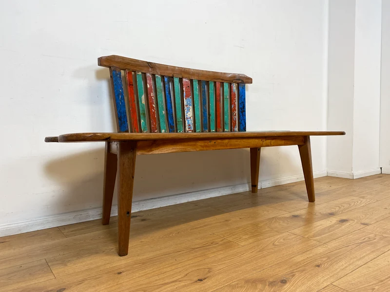 Boatwood by WMK I Besonderes Sofa aus altem Bootsholz I handgefertigtes Unikat aus massivem Teakholz
