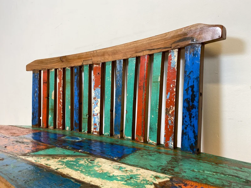Boatwood by WMK I Besonderes Sofa aus altem Bootsholz I handgefertigtes Unikat aus massivem Teakholz