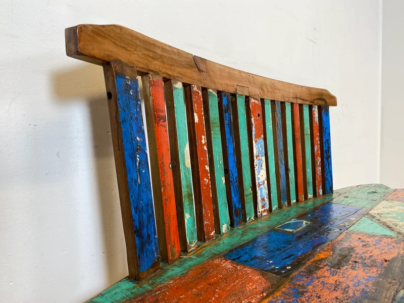 Boatwood by WMK I Besonderes Sofa aus altem Bootsholz I handgefertigtes Unikat aus massivem Teakholz