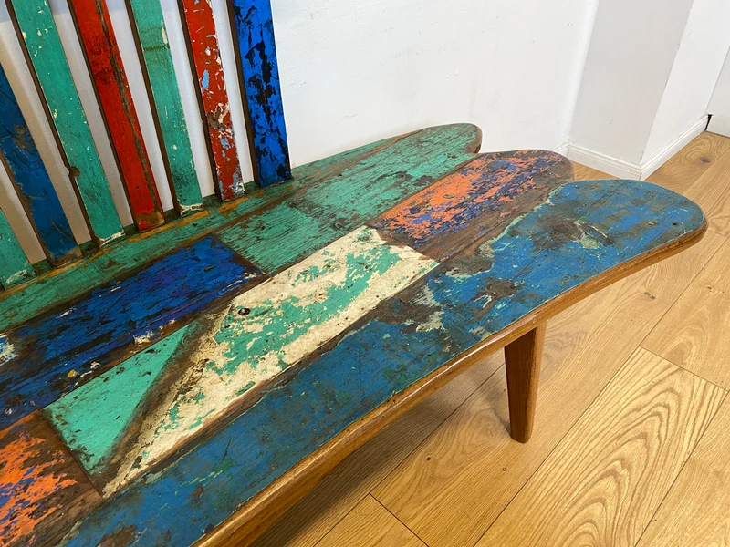 Boatwood by WMK I Besonderes Sofa aus altem Bootsholz I handgefertigtes Unikat aus massivem Teakholz