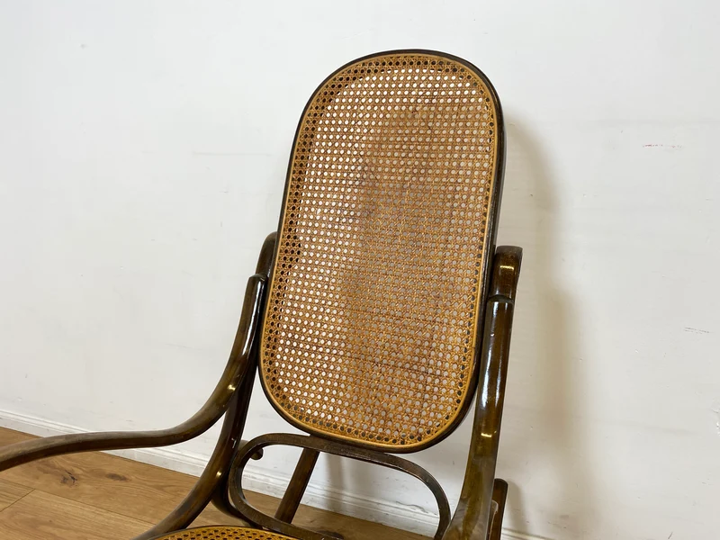 WMK I Eleganter italienischer Bugholz Schaukel Stuhl mit Wiener Geflecht von Sautto & Liberale im Thonet Stil, 1930-1960