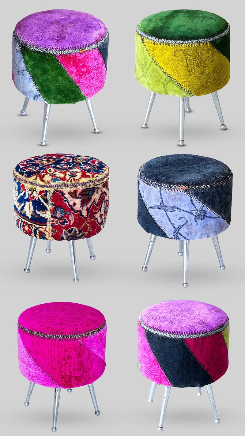 Luxury Pouf Handmade Oriental Carpet | Handmade in mixed-Iran&Afghanistan – PAF5 | Luxury Living Room Décor