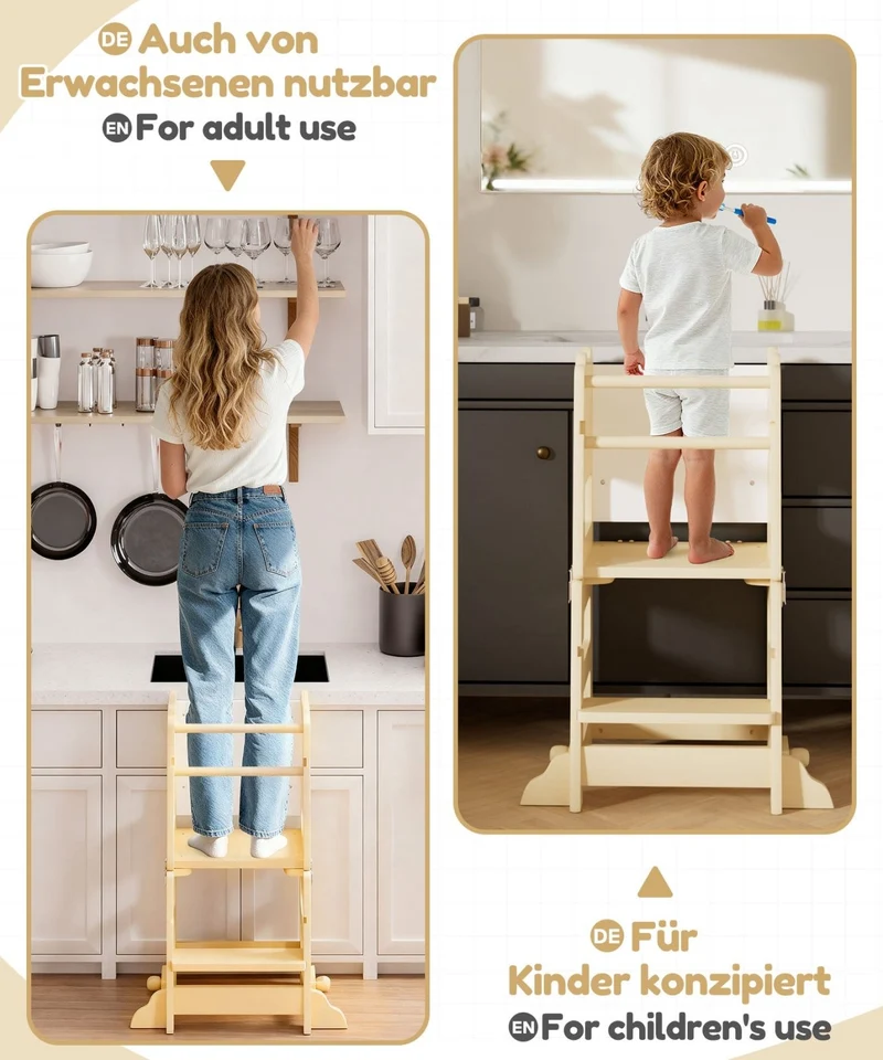 Yorbay 3-in-1 Montessori Kinder Lernturm in Bärenform