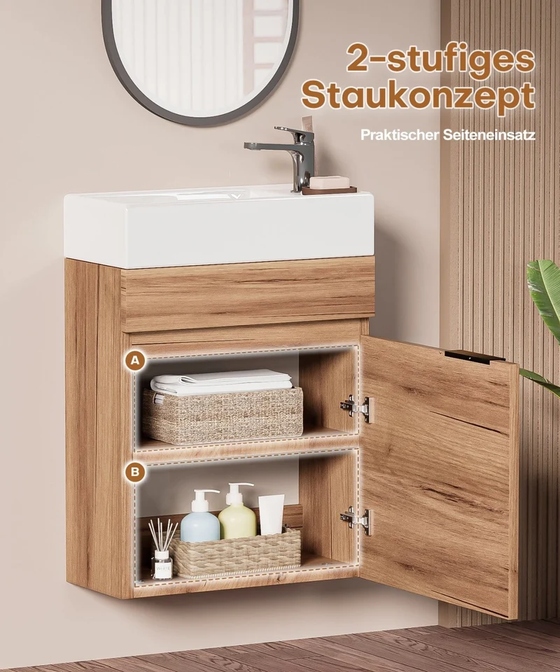 Yorbay Waschbecken mit Unterschrank, wandhängend