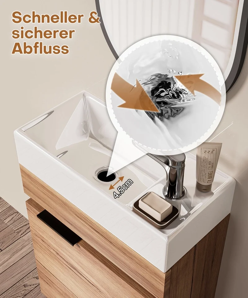 Yorbay Waschbecken mit Unterschrank, wandhängend