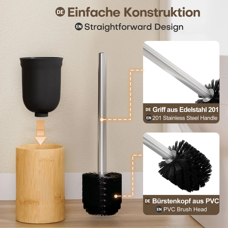 Yorbay Toilettenbürste mit Bambus-Halter