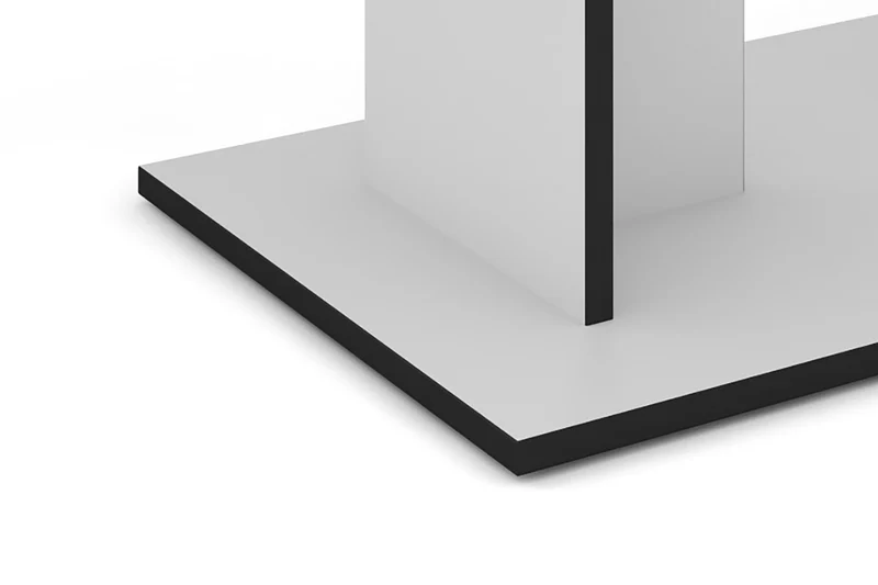 byLIVING Couchtisch TOM, 110 x 60, H 40 cm, Eiche-Optik oder Weiß, schwarze Kanten, Wohnzimmertisch rechteckig mit Ablage, Doppelsäulen-Design, pflegeleichte Melaminoberfläche