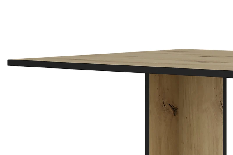byLIVING Esstisch TOM, Säulentisch 110 x 70, H 75 cm, Küchentisch für 4 Personen, Eiche-Optik oder Weiß, schwarze Kanten, rechteckiger Esszimmertisch platzsparend für Essecken, Beinfreiheit
