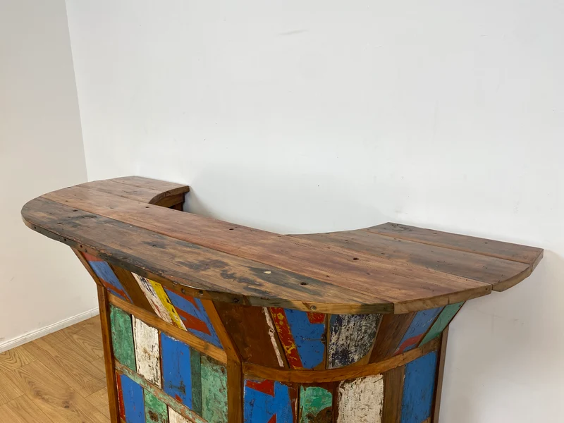 Boatwood by WMK I Einzigartige Bar aus altem Bootsholz I handgefertigtes Unikat in Originalfarben der Boote
