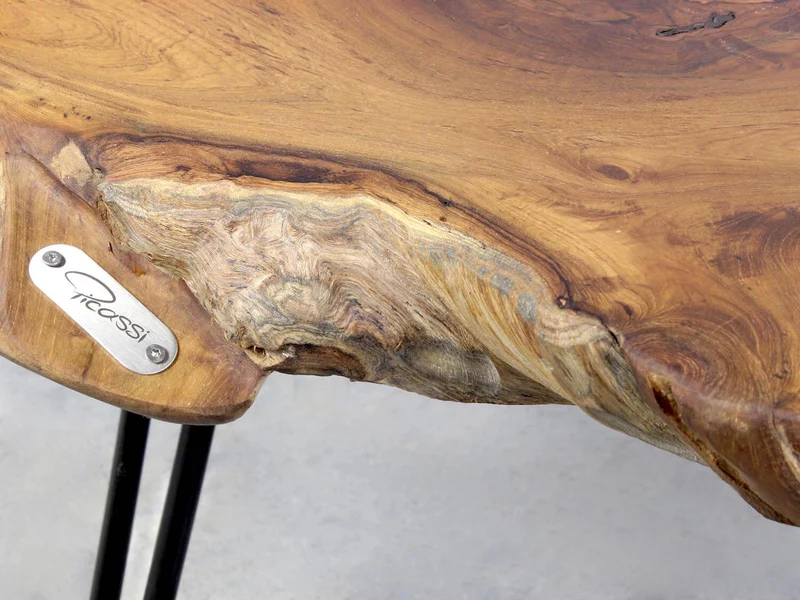 Couchtisch aus Teakholz Massiv mit Stahl Untergestell