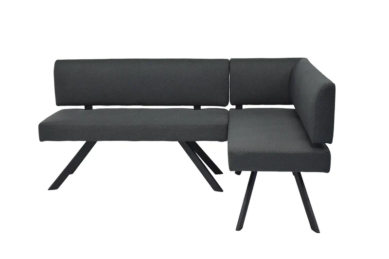 Eckbank TORONTO, Bezug in dunkelgrau oder taupe, Gestell in schwarz, L-Form langer Schenkel links oder rechts, Taschenfederkern, Küchenbank, Speisezimmerbank, Maße: B 182 x 128, H 85 cm oder 128 x 182, H 85 cm