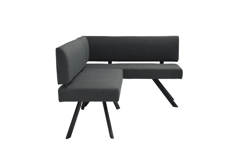Eckbank TORONTO, Bezug in dunkelgrau oder taupe, Gestell in schwarz, L-Form langer Schenkel links oder rechts, Taschenfederkern, Küchenbank, Speisezimmerbank, Maße: B 182 x 128, H 85 cm oder 128 x 182, H 85 cm