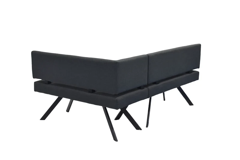 Eckbank TORONTO, Bezug in dunkelgrau oder taupe, Gestell in schwarz, L-Form langer Schenkel links oder rechts, Taschenfederkern, Küchenbank, Speisezimmerbank, Maße: B 182 x 128, H 85 cm oder 128 x 182, H 85 cm