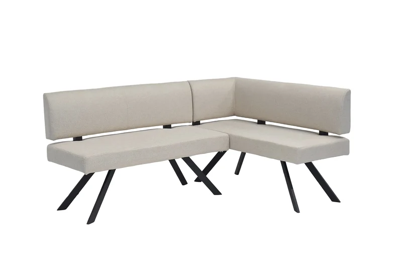 Eckbank TORONTO, Bezug in dunkelgrau oder taupe, Gestell in schwarz, L-Form langer Schenkel links oder rechts, Taschenfederkern, Küchenbank, Speisezimmerbank, Maße: B 182 x 128, H 85 cm oder 128 x 182, H 85 cm