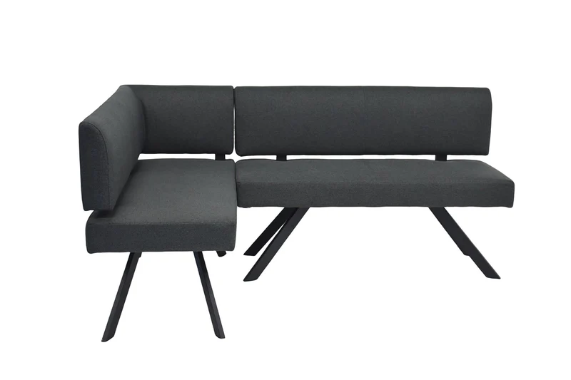 Eckbank TORONTO, Bezug in dunkelgrau oder taupe, Gestell in schwarz, L-Form langer Schenkel links oder rechts, Taschenfederkern, Küchenbank, Speisezimmerbank, Maße: B 182 x 128, H 85 cm oder 128 x 182, H 85 cm
