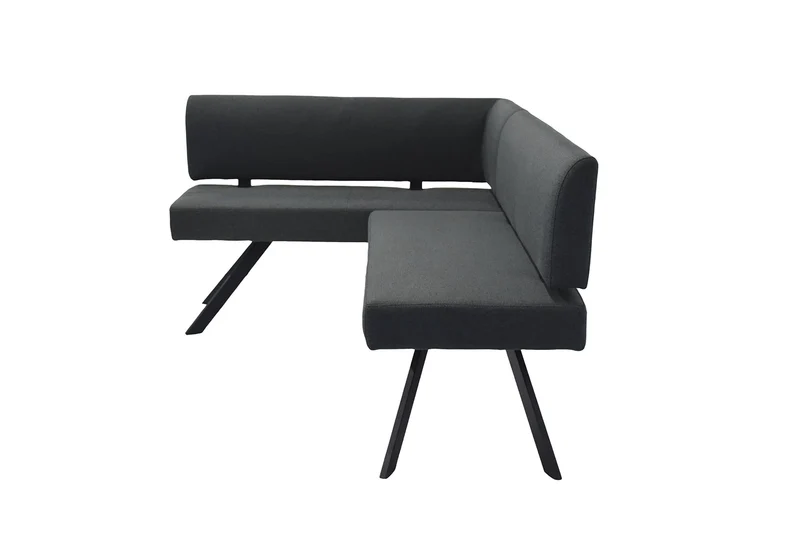 Eckbank TORONTO, Bezug in dunkelgrau oder taupe, Gestell in schwarz, L-Form langer Schenkel links oder rechts, Taschenfederkern, Küchenbank, Speisezimmerbank, Maße: B 182 x 128, H 85 cm oder 128 x 182, H 85 cm