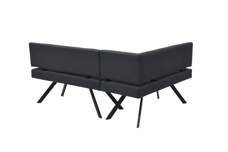 Eckbank TORONTO, Bezug in dunkelgrau oder taupe, Gestell in schwarz, L-Form langer Schenkel links oder rechts, Taschenfederkern, Küchenbank, Speisezimmerbank, Maße: B 182 x 128, H 85 cm oder 128 x 182, H 85 cm