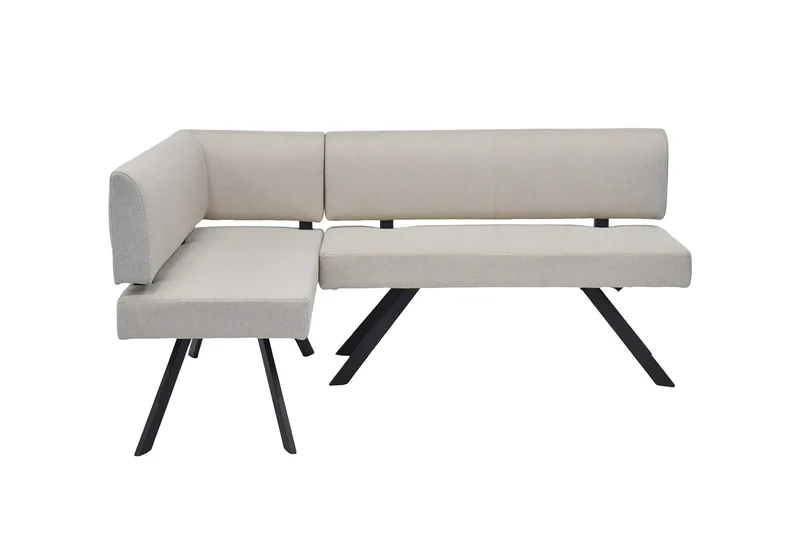Eckbank TORONTO, Bezug in dunkelgrau oder taupe, Gestell in schwarz, L-Form langer Schenkel links oder rechts, Taschenfederkern, Küchenbank, Speisezimmerbank, Maße: B 182 x 128, H 85 cm oder 128 x 182, H 85 cm