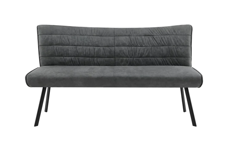 Bank ROBBIE / Vintage Bezug in anthrazit, Gestell in schwarz / Steppung im Rücken und umlaufender Keder, Taschenfederkern für hohen Sitzkomfort / Sitzbank, Esszimmerbank / Maße: B 161, H 90, T 63 cm