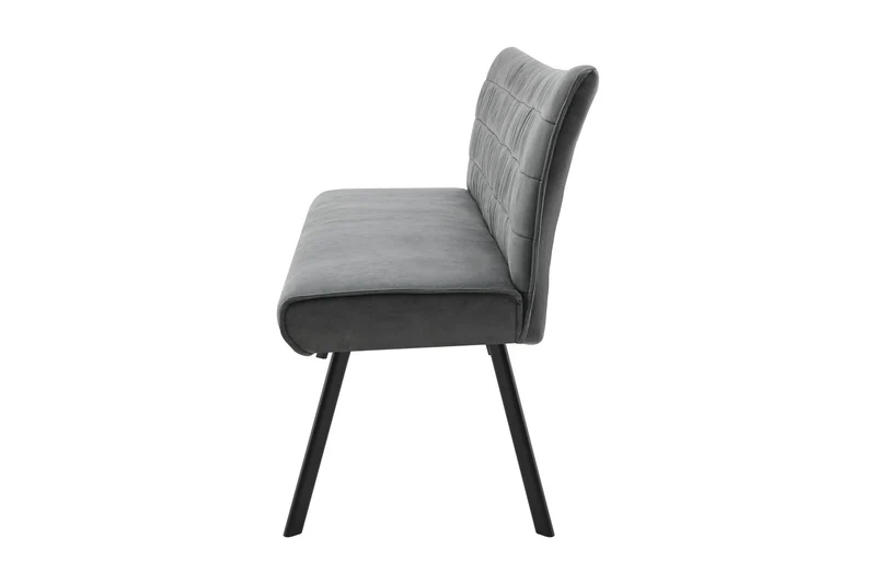 Bank ROBBIE / Vintage Bezug in anthrazit, Gestell in schwarz / Steppung im Rücken und umlaufender Keder, Taschenfederkern für hohen Sitzkomfort / Sitzbank, Esszimmerbank / Maße: B 161, H 90, T 63 cm