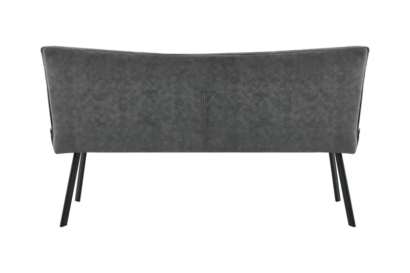 Bank ROBBIE / Vintage Bezug in anthrazit, Gestell in schwarz / Steppung im Rücken und umlaufender Keder, Taschenfederkern für hohen Sitzkomfort / Sitzbank, Esszimmerbank / Maße: B 161, H 90, T 63 cm