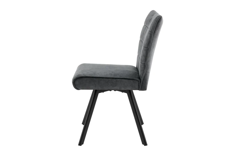 Stuhl 2-er Set ROBBIE / Bezug in anthrazit, Gestell in schwarz / 360° drehbar & Taschenfederkern / Esszimmerstuhl / Polsterstuhl / B 48 x H 89,5 x T 63,5 cm