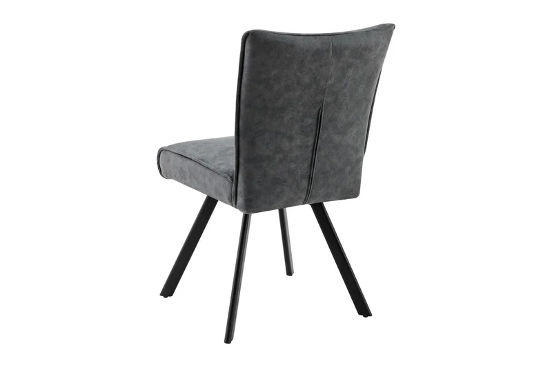 Stuhl 2-er Set ROBBIE / Bezug in anthrazit, Gestell in schwarz / 360° drehbar & Taschenfederkern / Esszimmerstuhl / Polsterstuhl / B 48 x H 89,5 x T 63,5 cm