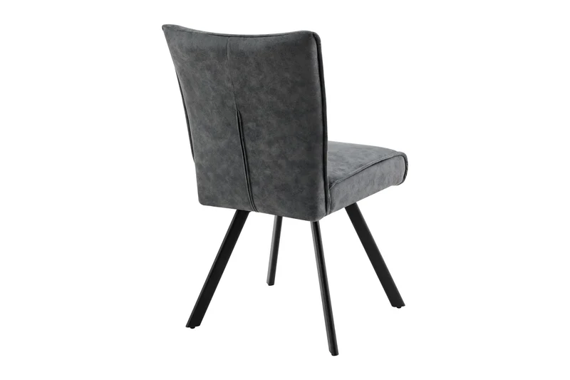 Stuhl 2-er Set ROBBIE / Bezug in anthrazit, Gestell in schwarz / 360° drehbar & Taschenfederkern / Esszimmerstuhl / Polsterstuhl / B 48 x H 89,5 x T 63,5 cm
