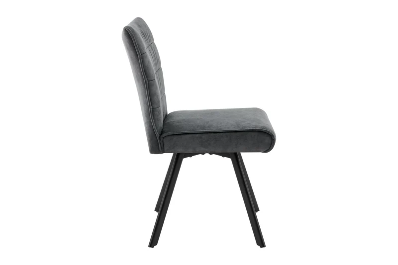 Stuhl 2-er Set ROBBIE / Bezug in anthrazit, Gestell in schwarz / 360° drehbar & Taschenfederkern / Esszimmerstuhl / Polsterstuhl / B 48 x H 89,5 x T 63,5 cm