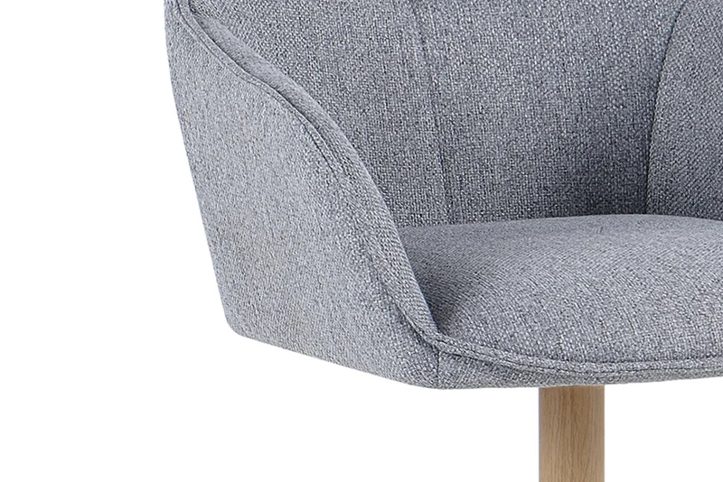 Stuhl 2er Set OTTAWA, Webstoff hellgrau, Metall eichefarbig, 360° drehbar mit Armlehnen, Esszimmerstuhl, Polsterstuhl, Maße: B 62, H 84,5, T 58 cm