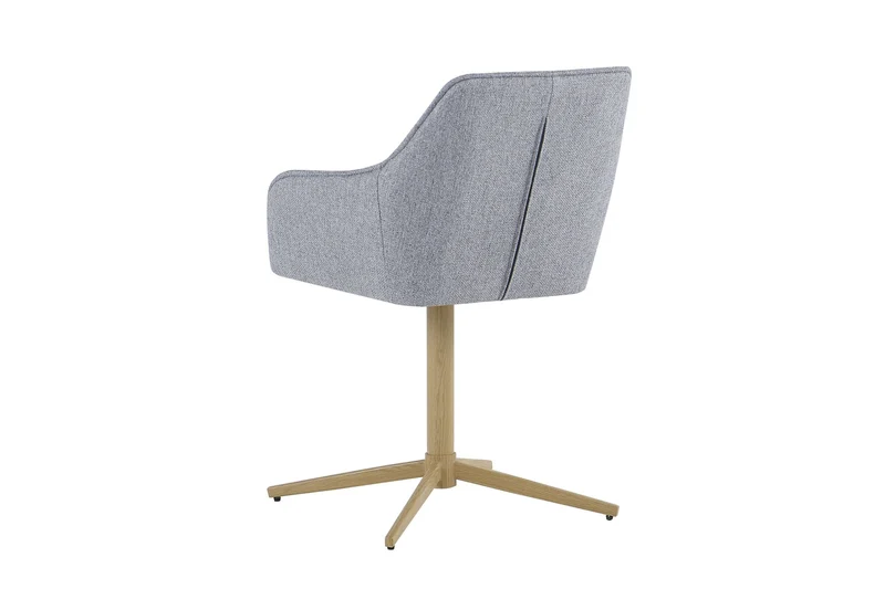 Stuhl 2er Set OTTAWA, Webstoff hellgrau, Metall eichefarbig, 360° drehbar mit Armlehnen, Esszimmerstuhl, Polsterstuhl, Maße: B 62, H 84,5, T 58 cm