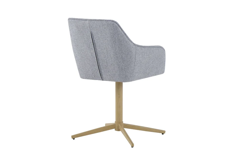 Stuhl 2er Set OTTAWA, Webstoff hellgrau, Metall eichefarbig, 360° drehbar mit Armlehnen, Esszimmerstuhl, Polsterstuhl, Maße: B 62, H 84,5, T 58 cm