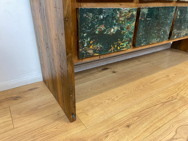 Boatwood by WMK I Einzigartige Anrichte aus altem Bootsholz in Originalfarben I handgefertigtes Unikat
