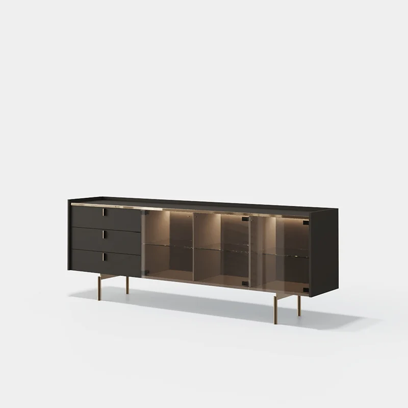 Evanyrouse Colline Glas 4 Türen Sideboard mit Beleuchtung