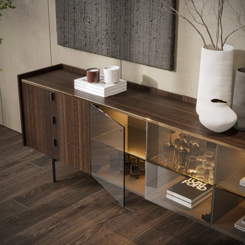 Evanyrouse Colline Glas 4 Türen Sideboard mit Beleuchtung