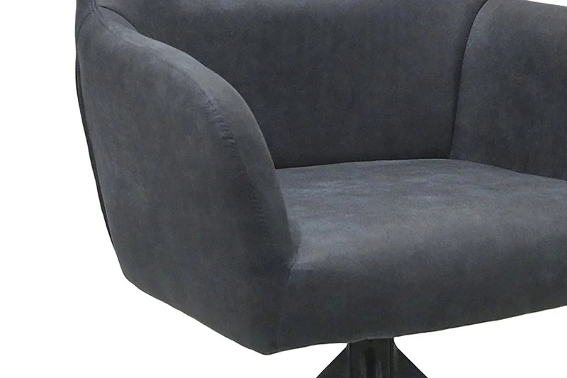 Esszimmerstuhl 2er Set MONTREAL, 360° drehbar mit Ziernaht im Rücken, Bezug in anthrazit, Gestell in schwarz, Küchenstuhl, Maße: B 57, H 81, T 58 cm