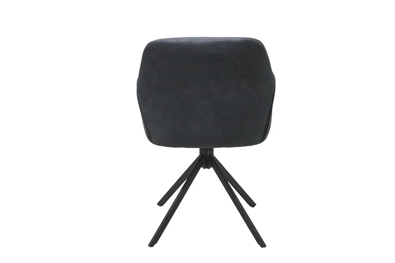 Esszimmerstuhl 2er Set MONTREAL, 360° drehbar mit Ziernaht im Rücken, Bezug in anthrazit, Gestell in schwarz, Küchenstuhl, Maße: B 57, H 81, T 58 cm